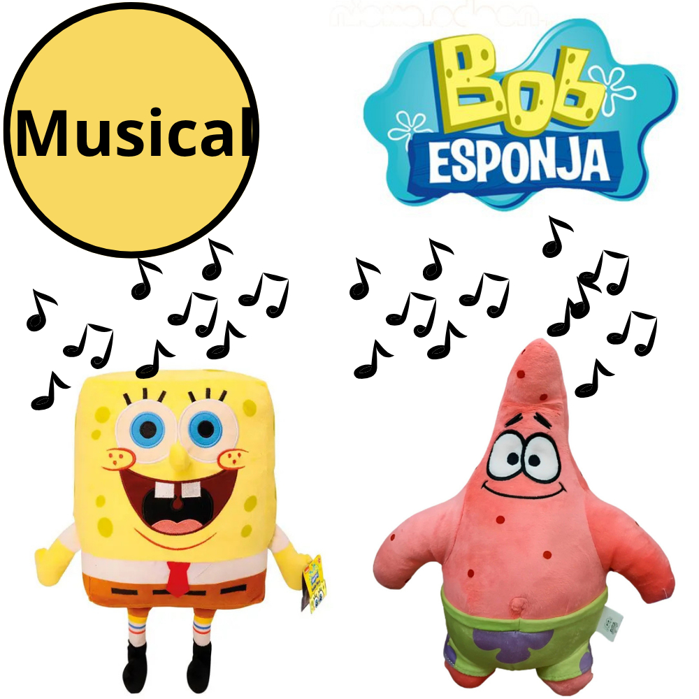 Boneco Pelúcia Bob Esponja Patrick Musical 22cm 100% Pelúcia Anti-Alérgico Envio Imediato em Oferta na Shopee