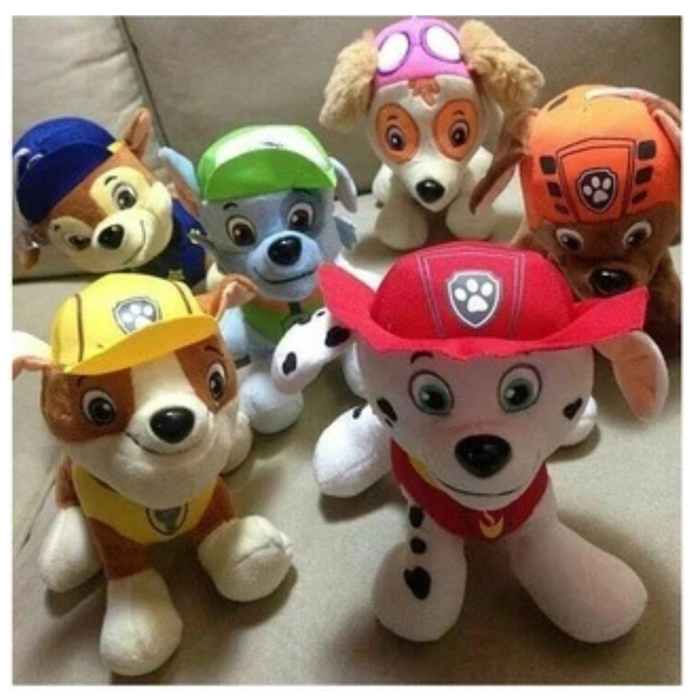 Boneco Pelucia Patrulha Canina Musical 22cm Chase Ruble Marshal Skye Rocky Zuma Presente Aniversario