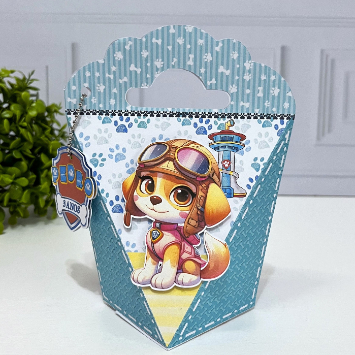 Caixa Triangulove Patrulha Canina Azul Aquarela - Lembrancinha Personalizada Festa Aniversário