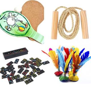 Kit 08 Brinquedos p/ Lembrancinha Infantil Prenda Atacado Dominó Raquete Corda de Pular Peteca em Oferta na Shopee