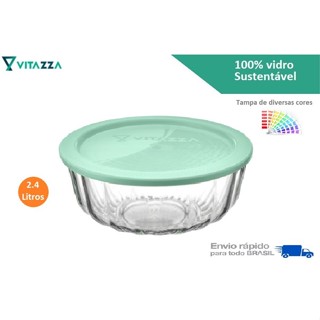 Tigela Pote De Vidro Com Tampa Saladeira Plastica Oceani 2,4 Litros Vitazza em Oferta na Shopee