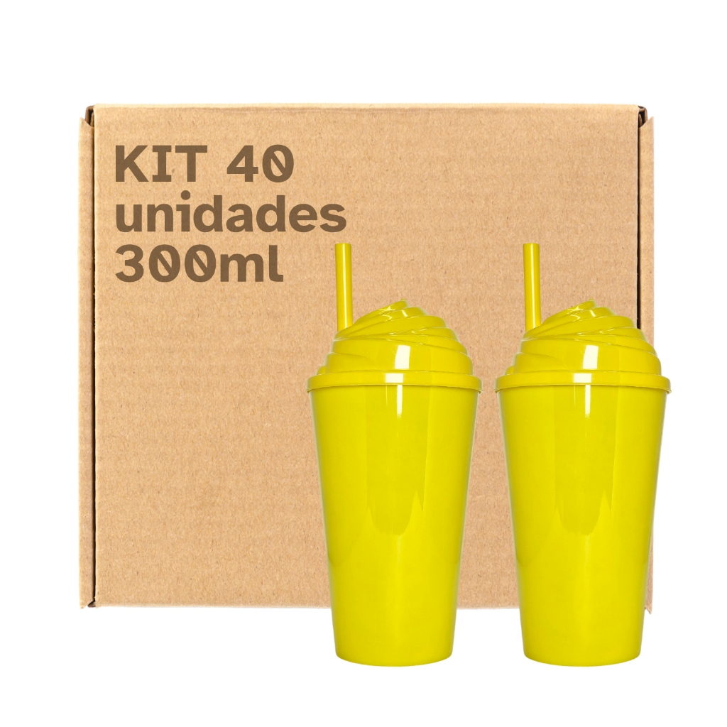 Kit 40 Copos Tampa Chantilly 300ml Para Festa Varejo Atacado Barato Balada Lindo Resistente Fábrica