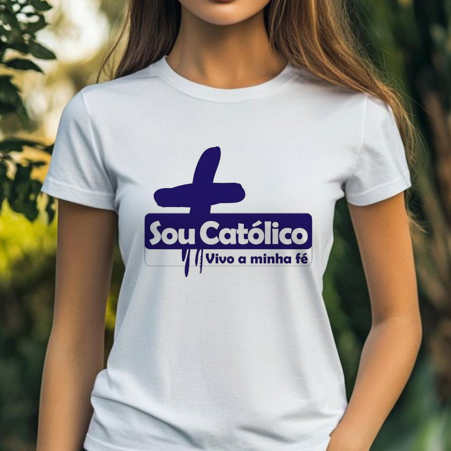 Blusa tshirt feminina SOU CATÓLICO E VIVO MINHA FÉ, CAMISETA UNISSEX, Maria,Jesus tshirt cristã, gospel plus size