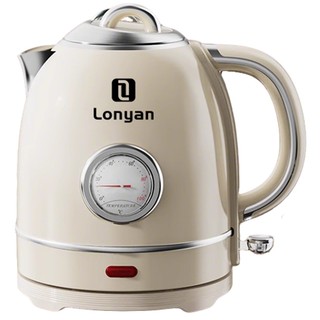 Chaleira Elétrica LONYAN Retrô 1,5L com Termômetro Interior Inox 304 1355W Desligamento Automático 127V ou 220V