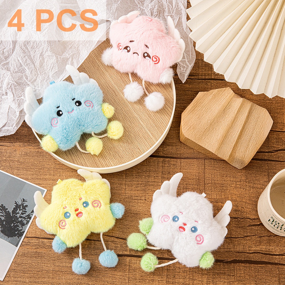 Kit 4 Chaveiros de Pelúcia Fofos - Pingentes Macios para Bolsa, Carrinho de Bebê e Berço | Presente Ideal para Bebê