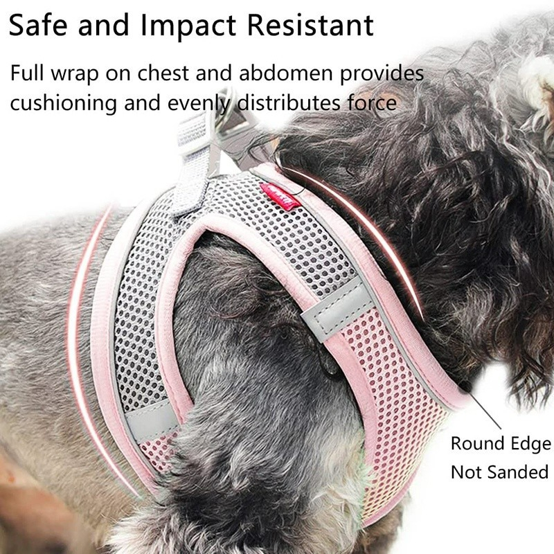 Arnês para cães pequenos e médios, arnês refletivo ajustável para gatos, nylon de malha respirável, coleira confortável em Oferta na Shopee