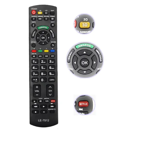Controle Remoto para Tv Panasonic Viera Tools 3D Smart Le-7512