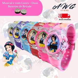 Relógio Infantil Branca de Neve com Música e LED + Bateria Extra em Oferta na Shopee