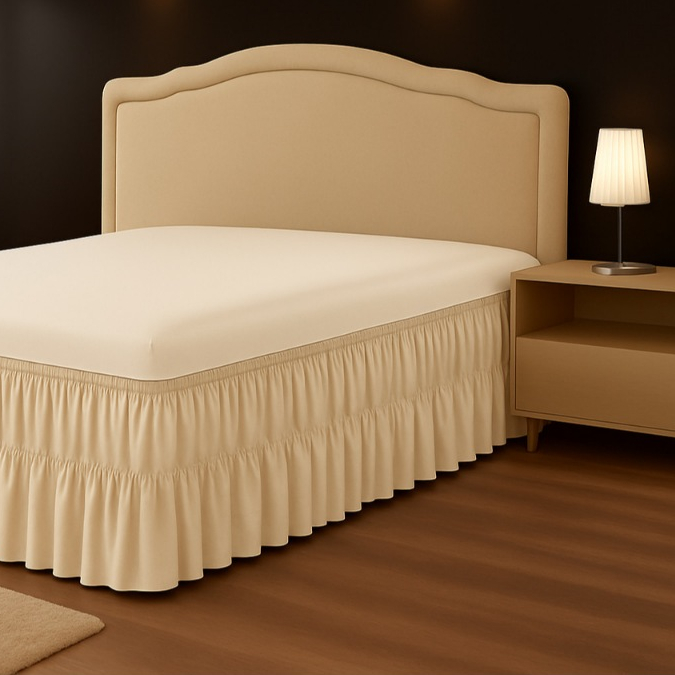 Saia Ajustável p/ Cama Box Casal Queen King C/ Duplo Elástico Em Toda Volta - Decoração Quarto
