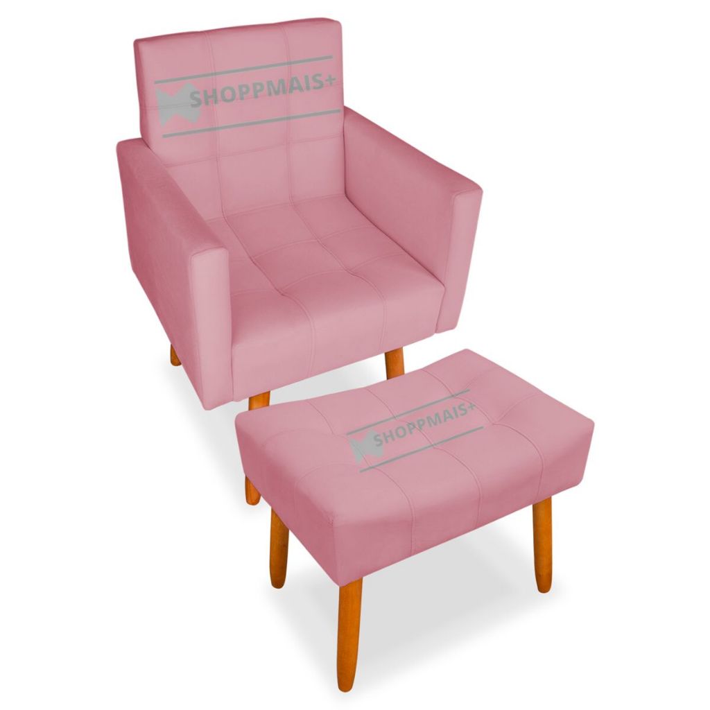 Kit Poltrona Luxo Requinte + Puff Luxo Para Sala de Estar Recepção Amamentação Escritório - Poltrona
