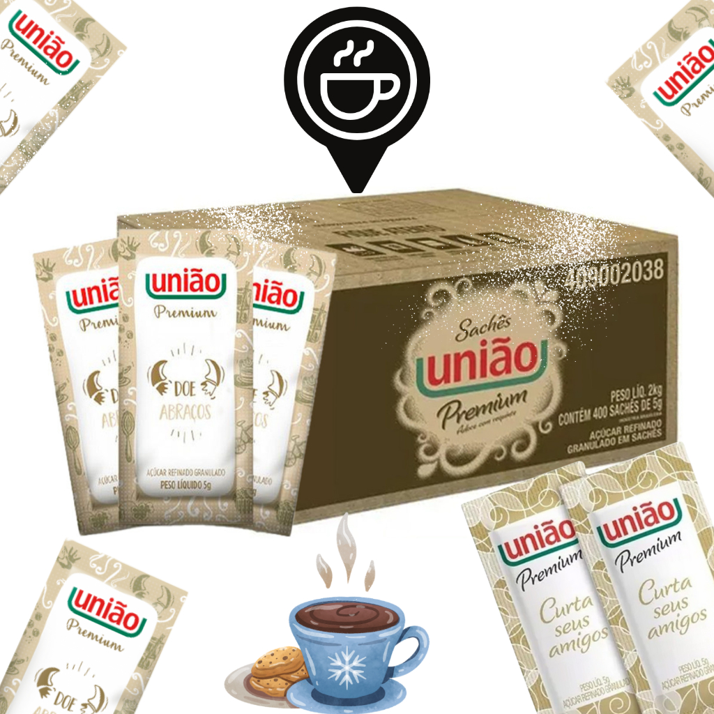 Açúcar União Sachê 5g | Com 100, 200, 300, 400 e 1.000 Sachês | Mais Economia e Higiene no Dia a Dia em Oferta na Shopee