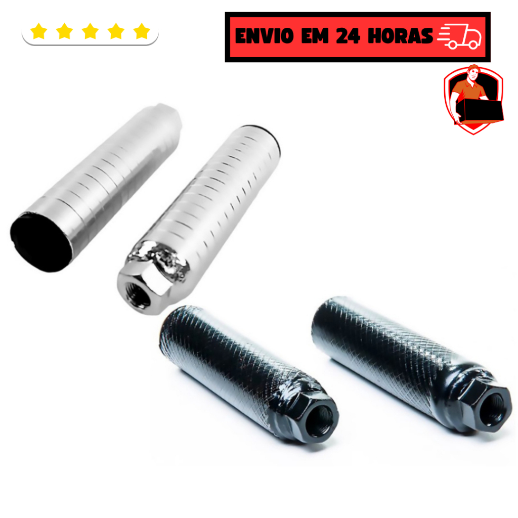 Par de Apoio de Pé Trolhinha de Aço Bike Preto / Cromado Pezinho Pedaleira de Bicicleta (2 Unidades) em Oferta na Shopee