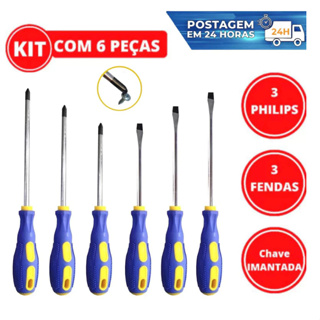 Kit Com 6 Peças De Chave Fenda E Phillips Pontas Imantadas Ferramenta em Oferta na Shopee