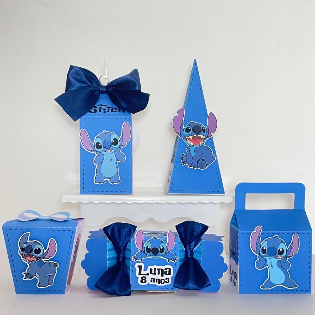 Kit Festa - 50 Lembrancinhas personalizada Stitch - Caixinhas Personalizadas - Papelaria Personalizada