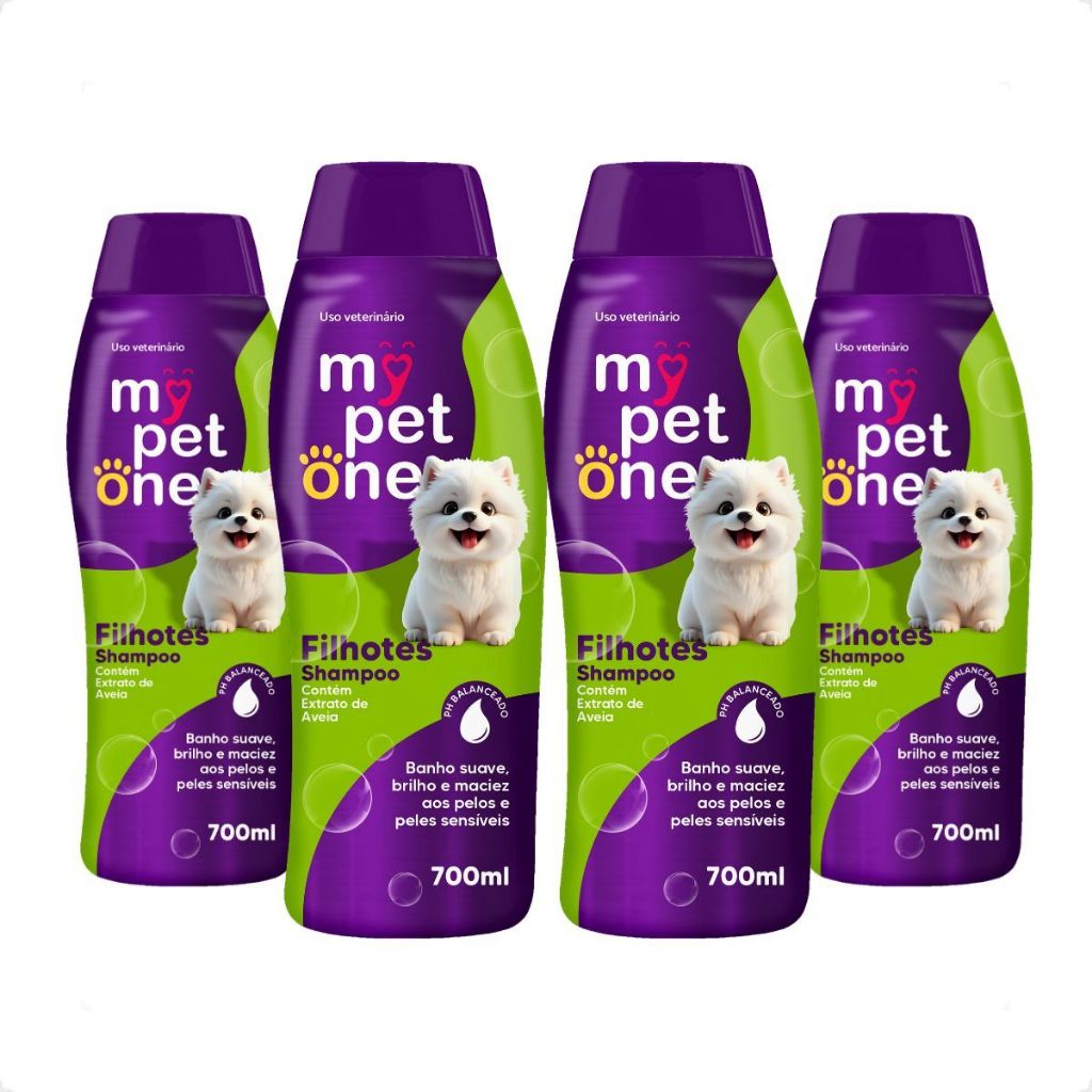 Kit 4 Shampoo Premium 700mL Filhotes Mypetone em Oferta na Shopee