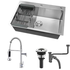 Cuba Inox Escovado Quadrada 68x45 Gourmet Com Acessórios, é Torneira