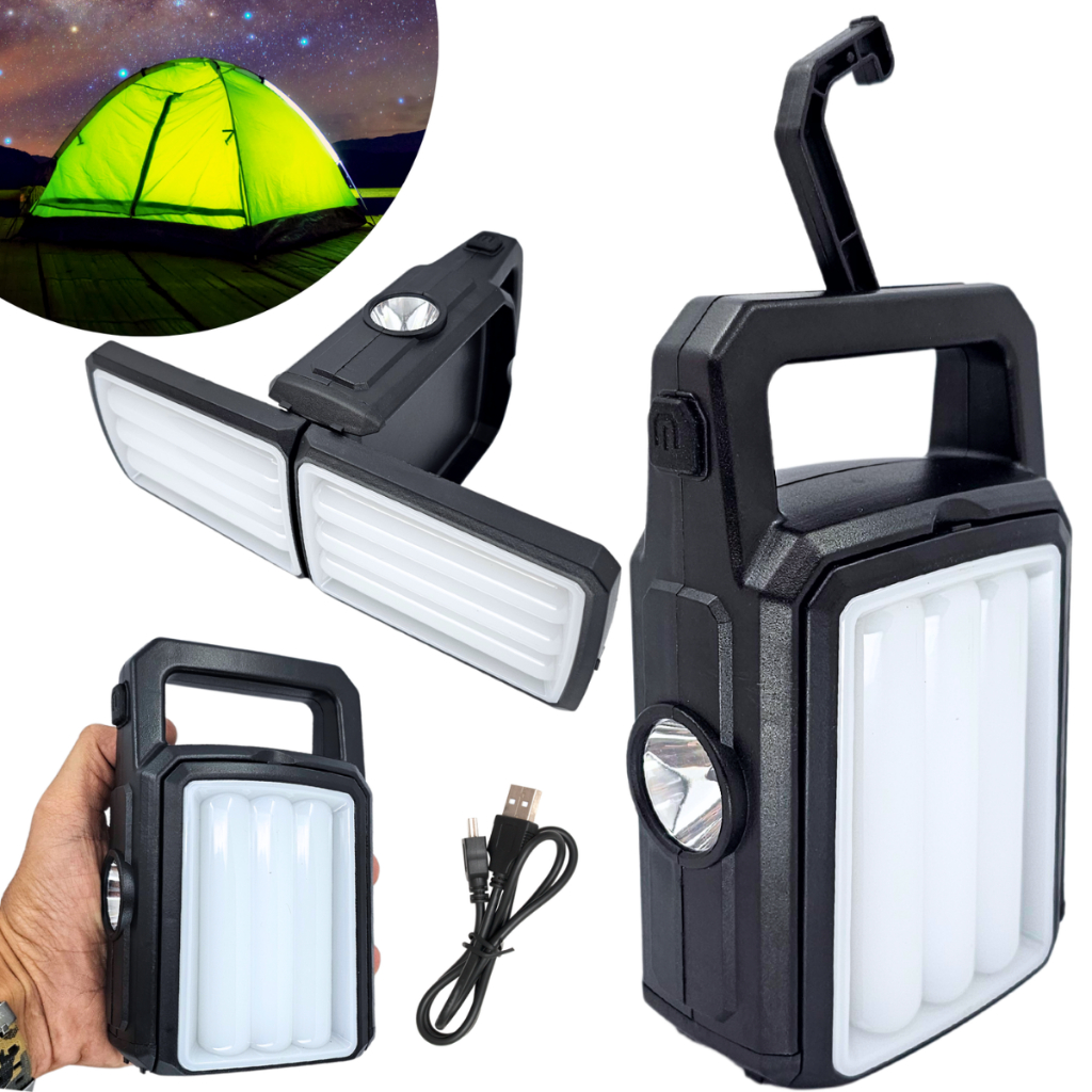 Lampião Led Recarregável Lâmpada Camping Solar Usb Lamparina Pescaria Lâmpada Luz de Emergência em Oferta na Shopee