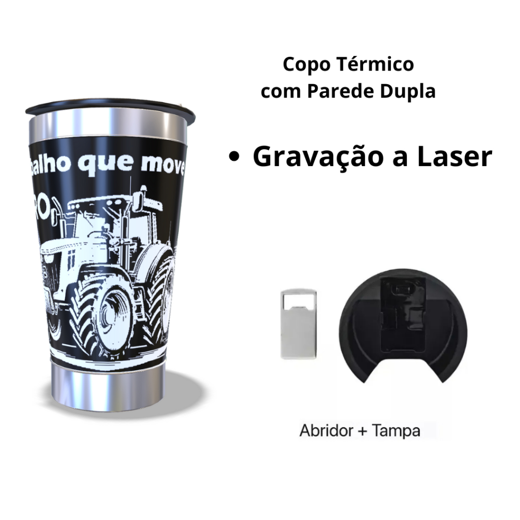 Copo Térmico CANECA 709ML 360º graus Personalizado a Laser Tema: AGRO 473ML CUIA 350ML LONG NECK 6EM1 idéias de presente