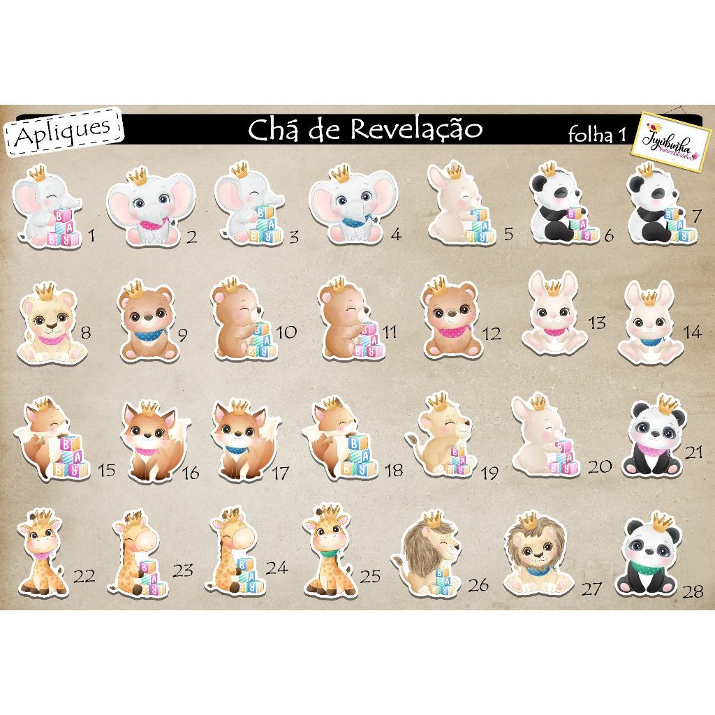 APLIQUES RECORTADOS - CHÁ DE REVELAÇÃO - TAG, LEMBRANCINHA, TUBETES, DECORAÇÃO, FESTAS, ANIVERSÁRIOS