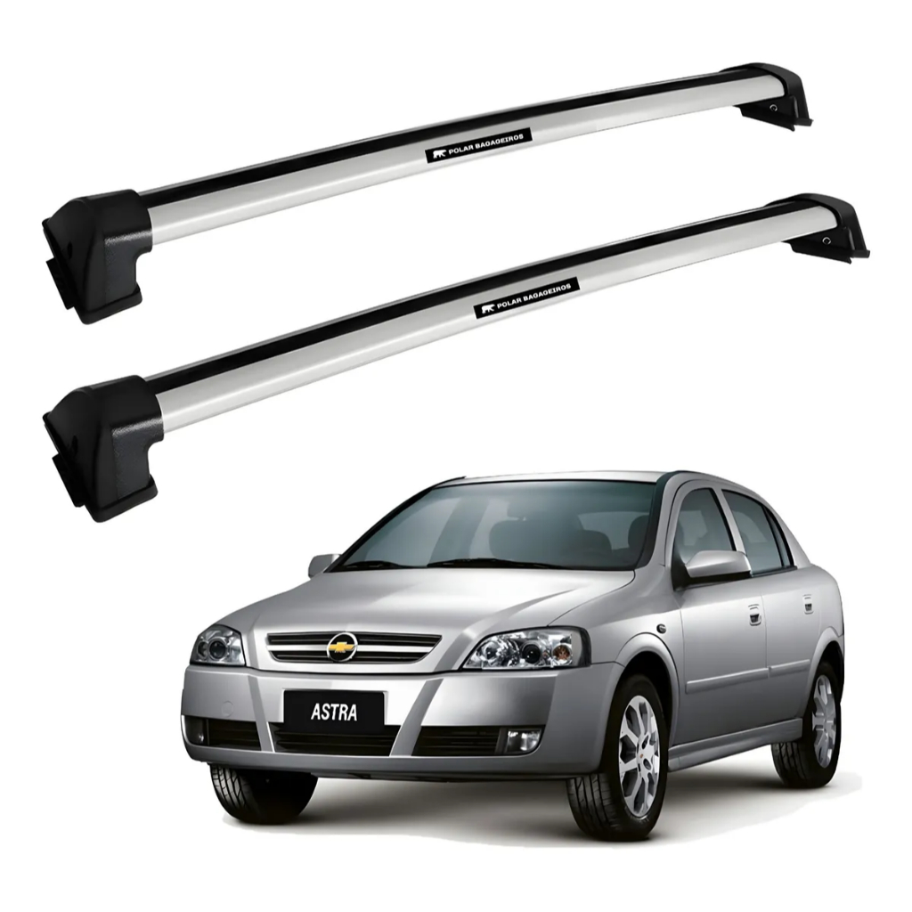 Rack Bagageiro Teto 70kg Chevrolet Astra Fixado No Friso - modelo em aluminio