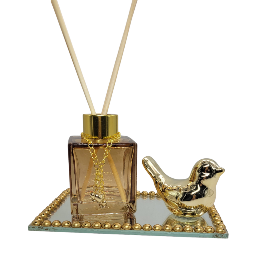 Kit de Frasco Para Difusor de Aroma com bandeja decorada e Passarinho em Oferta na Shopee