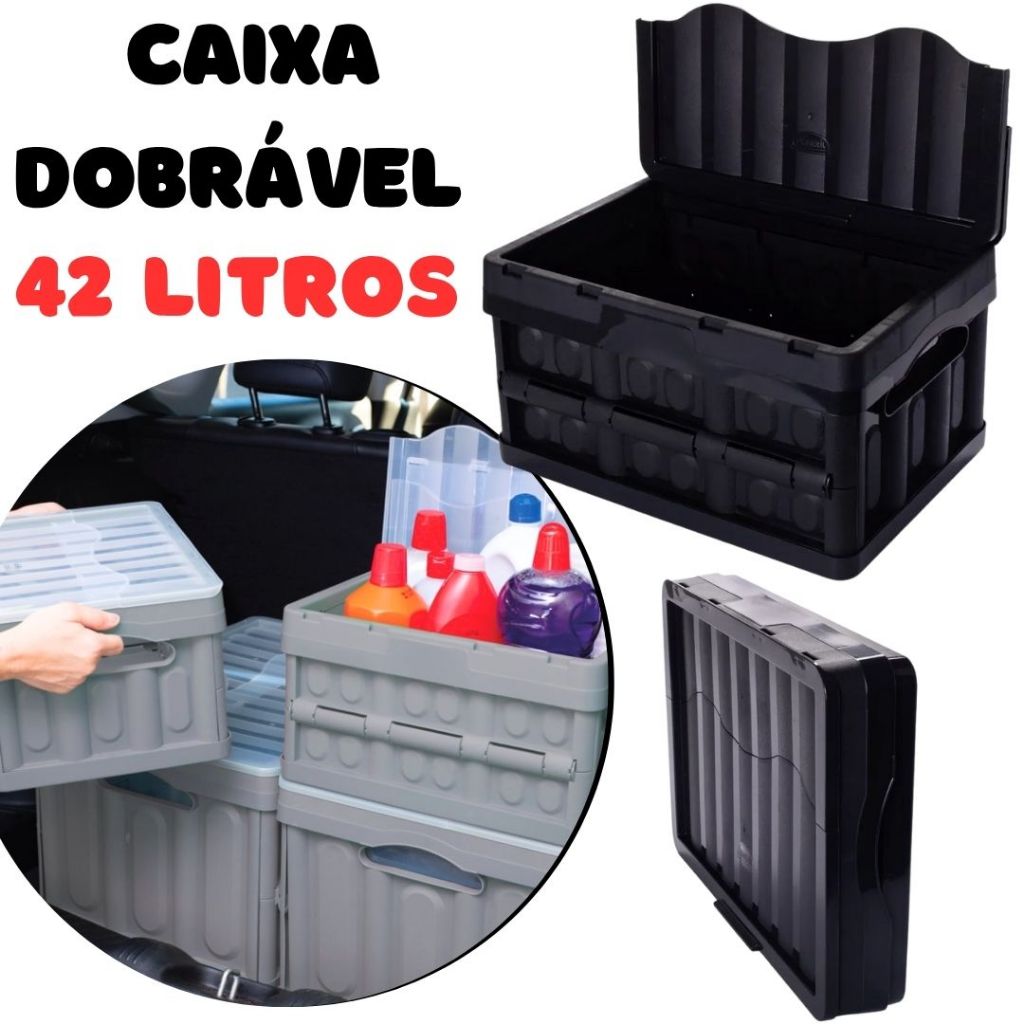 Caixa Organizadora Desmontável Dobrável 42L- Cesto Armário Compras Brinquedos Roupas Mudanças