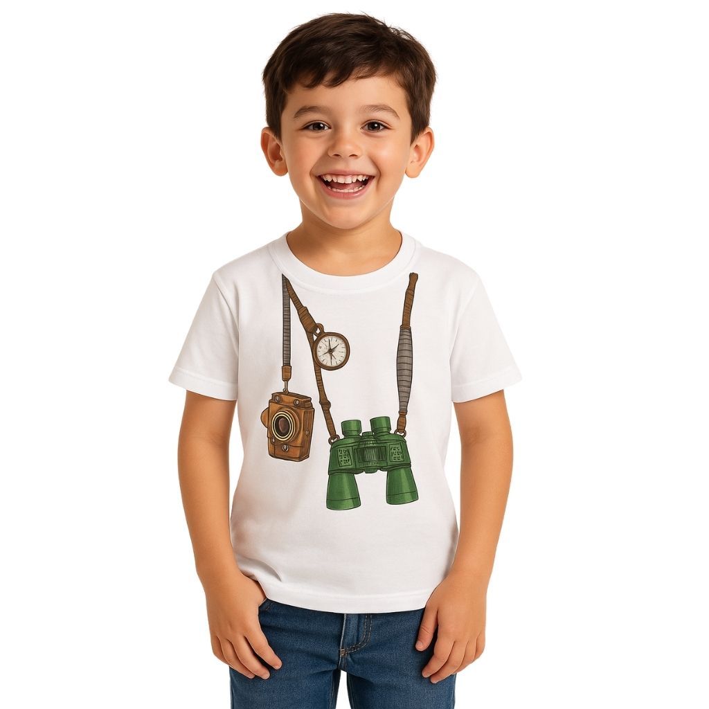 camiseta binoculo infantil menino estampa divertida algodão branco tamanhos 8 anos