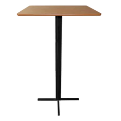 Mesa Bistrô Alta Tubo Quadrado Preta C/ Tampo MDF 60cm Quadrado