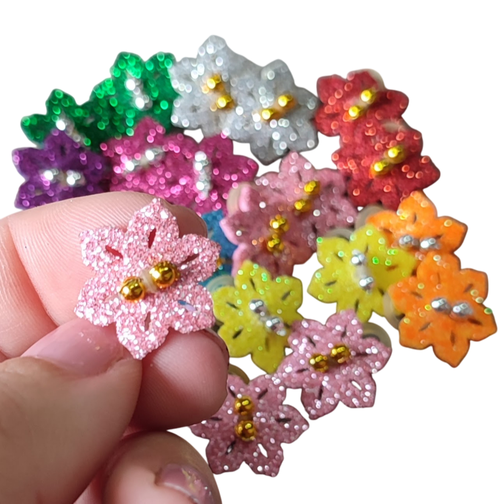 Lacinhos para penteado,  100 florzinha de EVA  2cm, para banho e tosa, pet shop