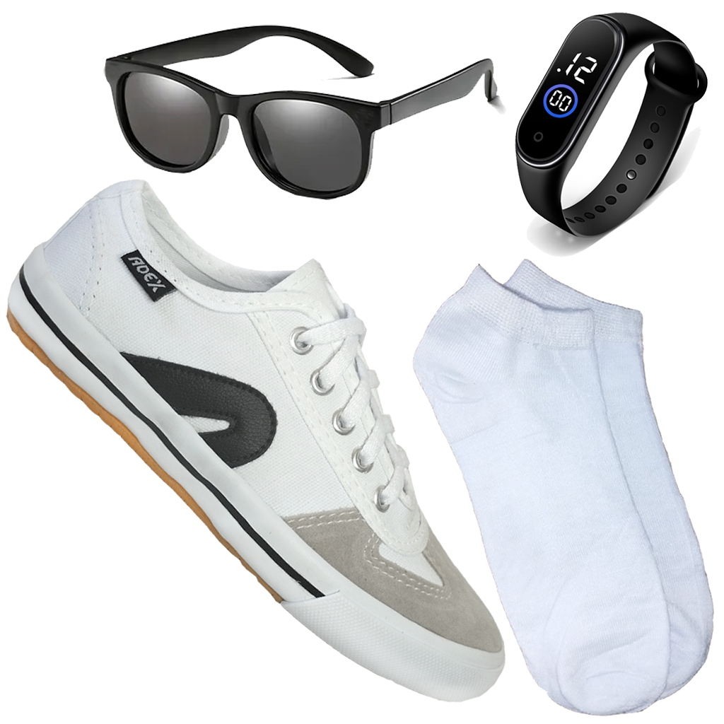 kit Tênis Adex Infantil Esporte Casual Futsal / Vulcanizado Ante derrapante + Relógio+ Óculos+ Meia