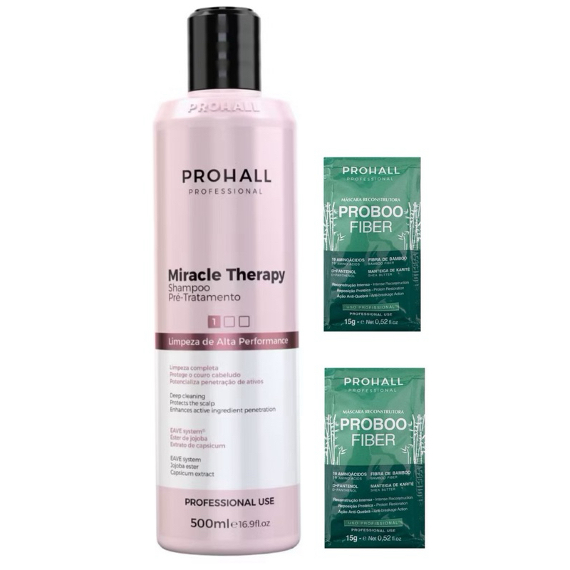Shampoo de Alta Perforrmance - Miracle Therapy Prohall Professional 500 ml  + 2 Sachês de Hidradação de Brinde