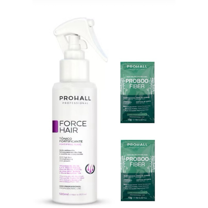 Tônico Force Hair Crescimento Capilar Acelerado 120ml + 2 Sachês Hidratação de Brinde