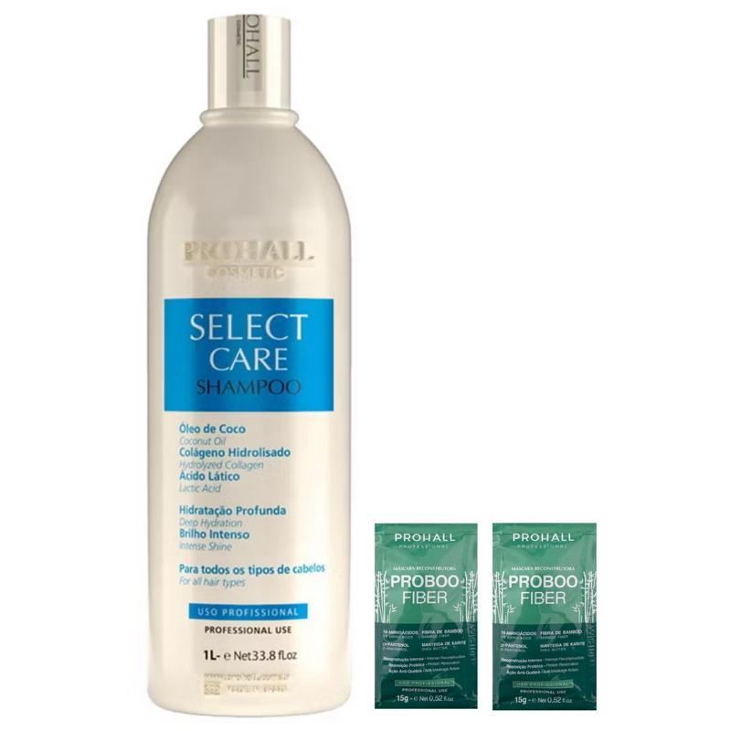 Shampoo Pós Progressiva Professional Select Care 1L Prohall + 2 Sachês Hidratação de Brinde