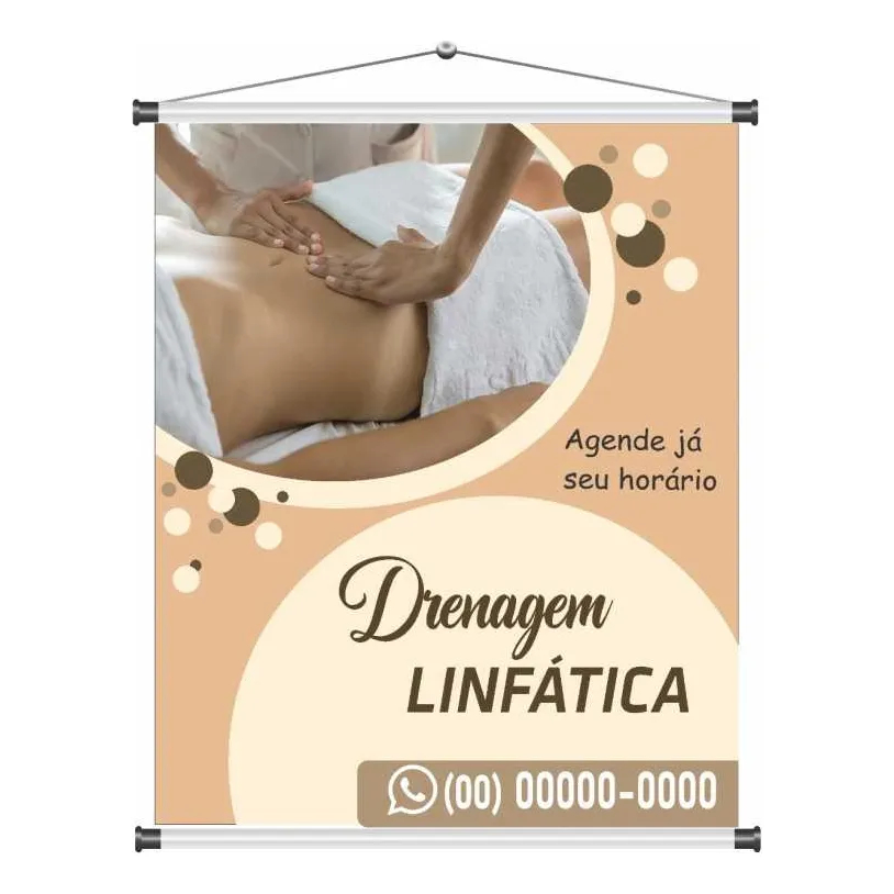 Banner Faixa I Drenagem Linfática I Telefone Editável I 50x60cm