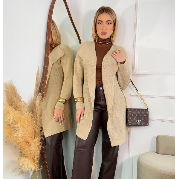 Cardigan Liso Tricot Casaco Feminino Inverno Kimono Boho Jacar em Oferta na Shopee