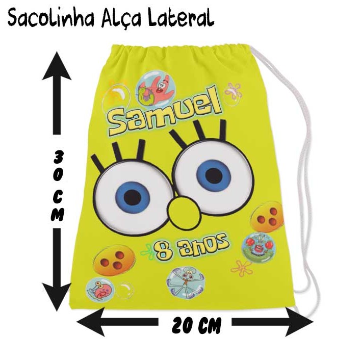 Kit Mochilinha Sacolinha Mochila Saco Sacochila Saquinho Lembrancinha Brinde Aniversario Personalizadas BoB Esponja