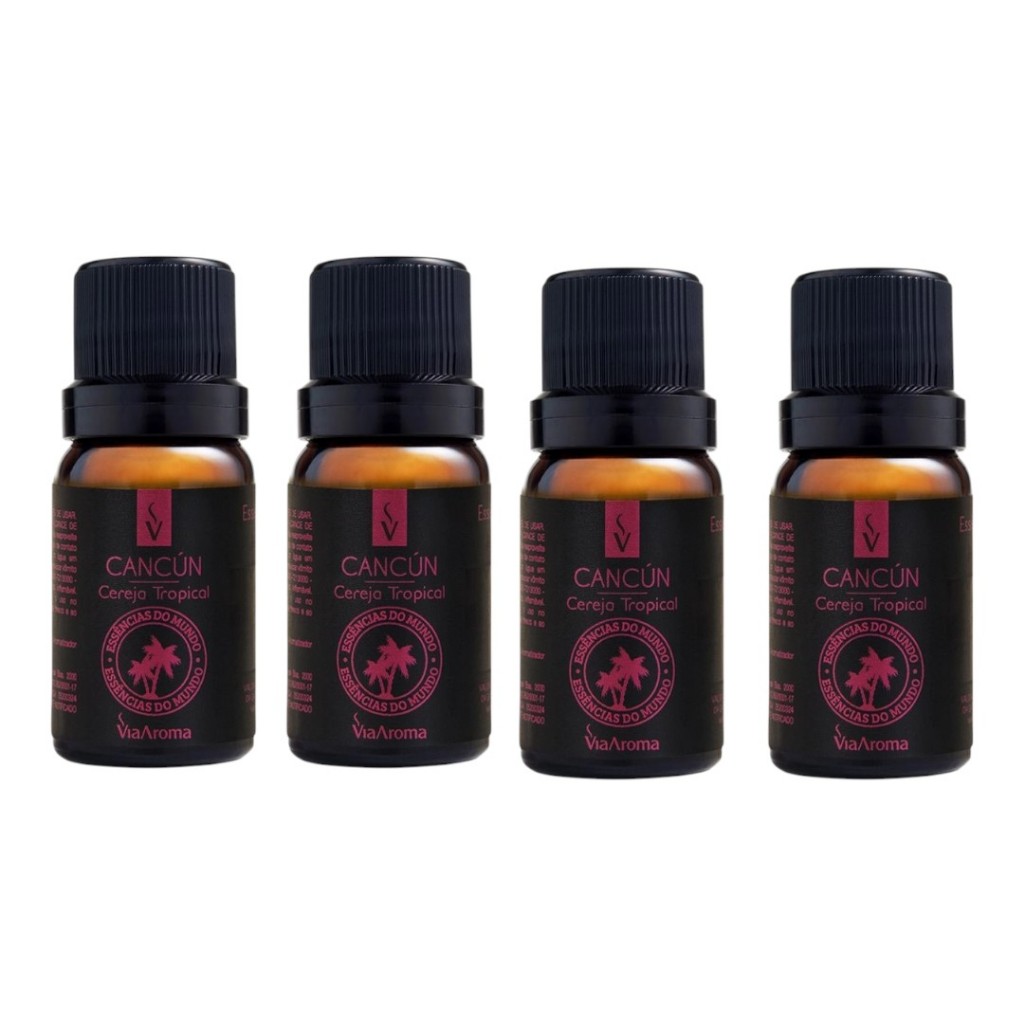 Essência Cancún Linha Mundo Via Aroma - 10ml  kit com 4 unidades em Oferta na Shopee