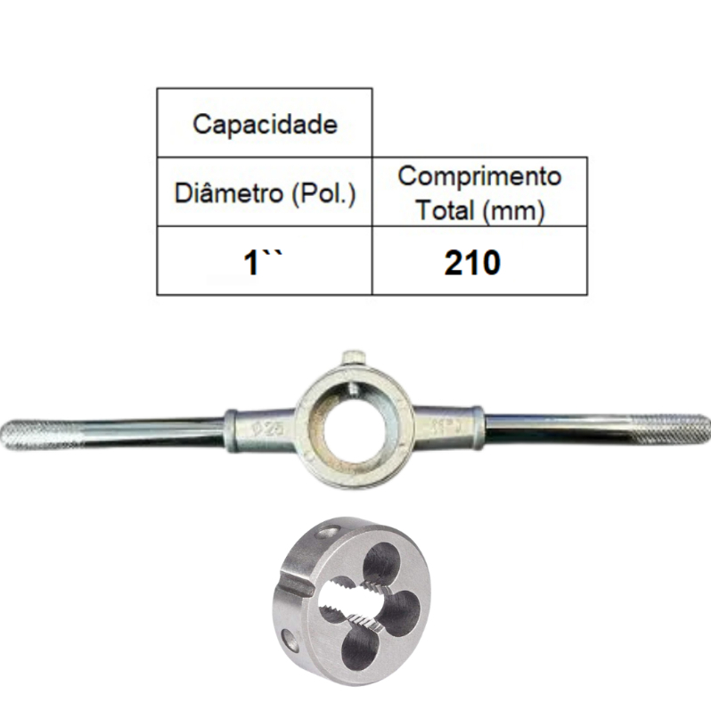 PORTA COSSINETE CAPACIDADE 1 POLEGADA + COSSINETE MANUAL AÇO LIGA M6 X 1,0 - ANSI - ROCASTT