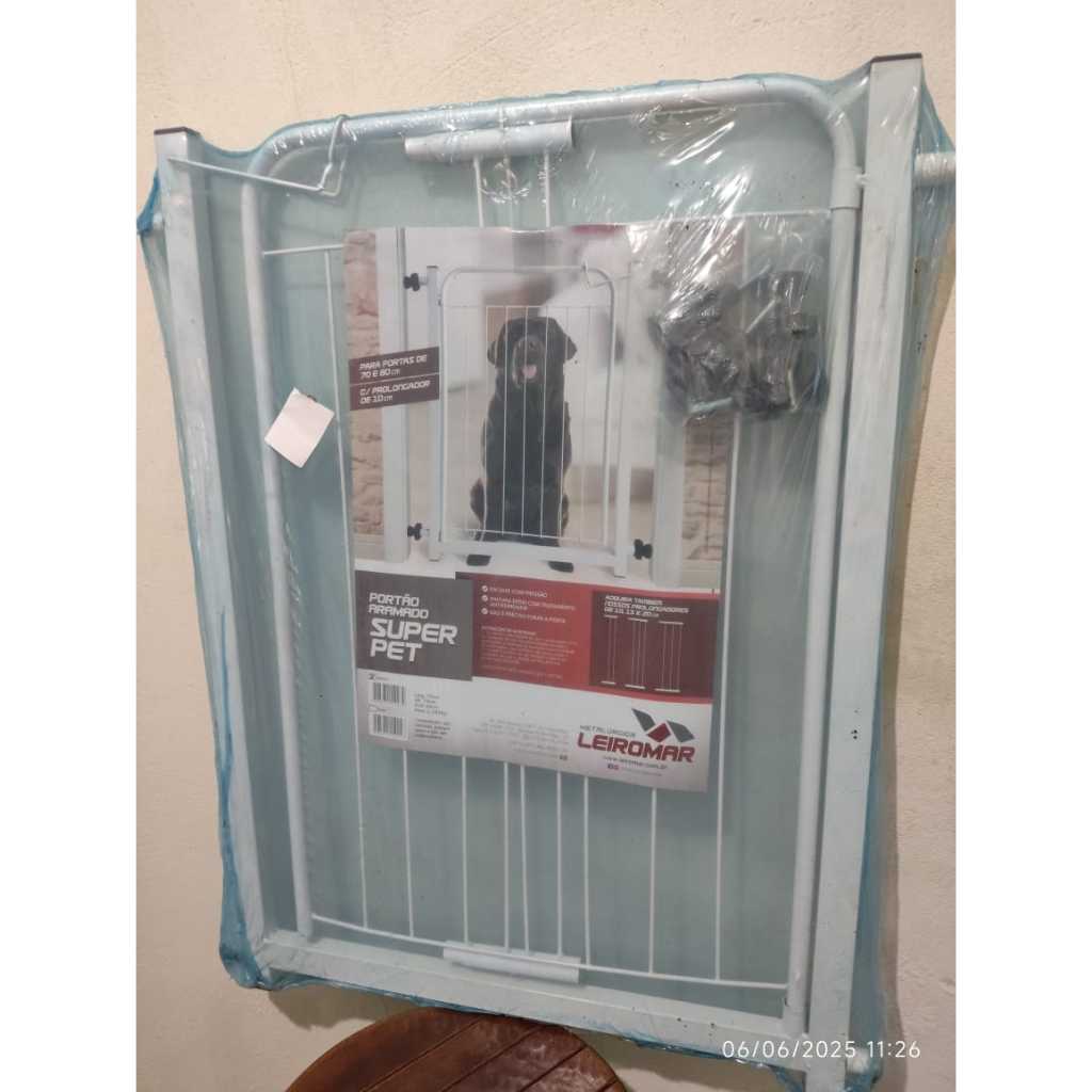 Portão Pet Segurança para Cães e Bebês Largo 70a 80cm C/Extensor 10cm Cor Branco