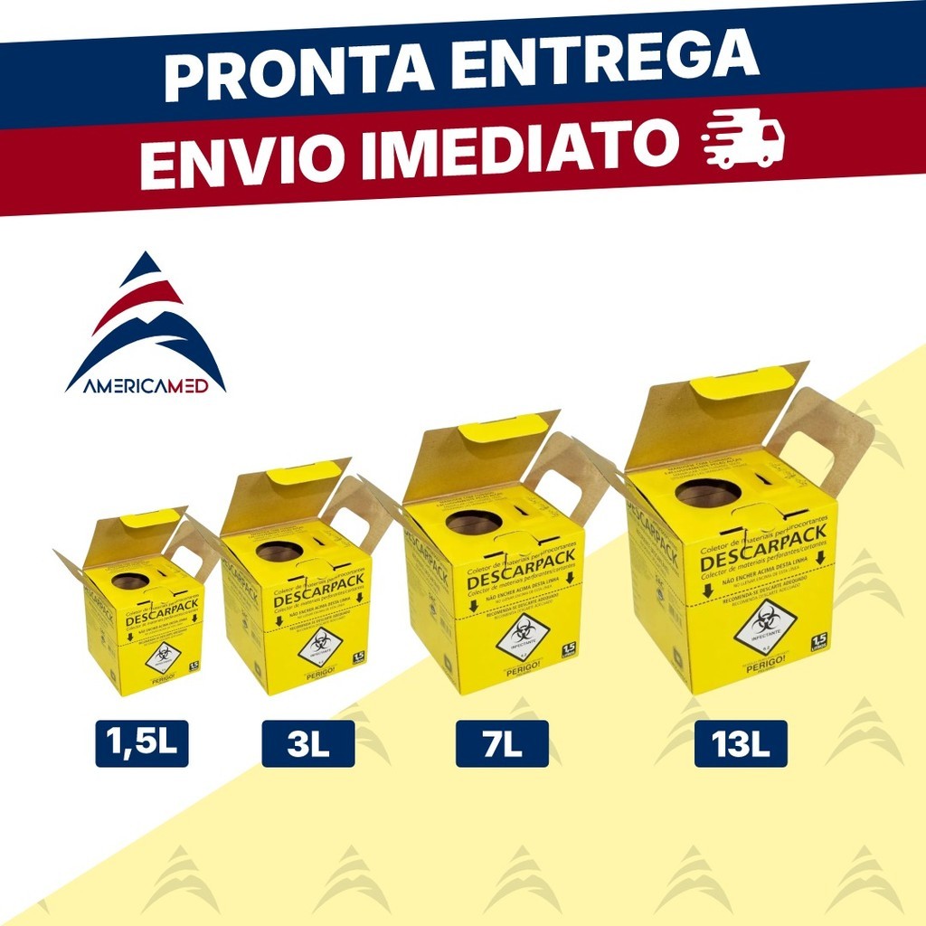 Caixa/Coletor Perfuro Cortante 1,5L / 3L / 7L / 13L  Descarpack