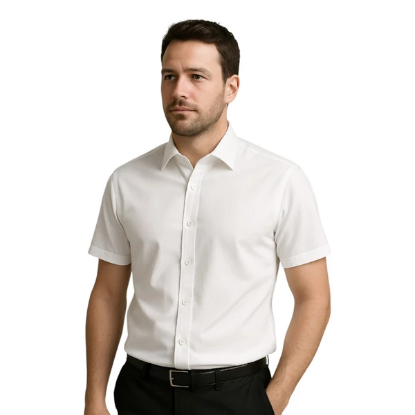 Camisa slim social masculina manga curta casual executiva premium branca imperdível