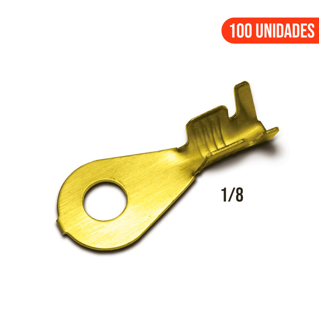 100 Terminal Olhal 1/8 Com Furo Permak
