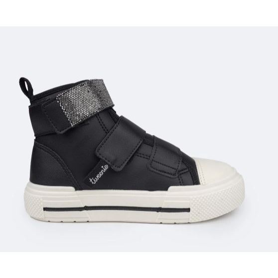 Tênis Cano Médio Feminino Tweenie Space Manta de Strass Preto
