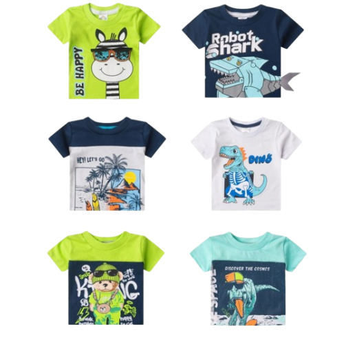 Kit Sortido 4 Camisas Infantil Masculino Menino Algodão Camiseta Manga Curta Verão Tamanho 01 ao 8