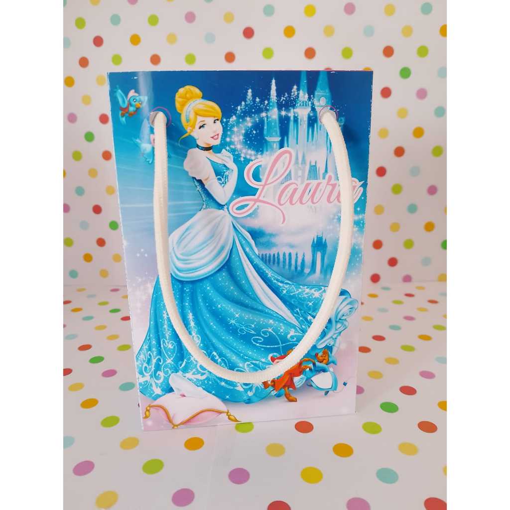 SACOLINHA SURPRESA PERSONALIZADA  PARA LEMBRANCINHA DE ANIVERSÁRIO CINDERELA- 10CM X 15CM AL
