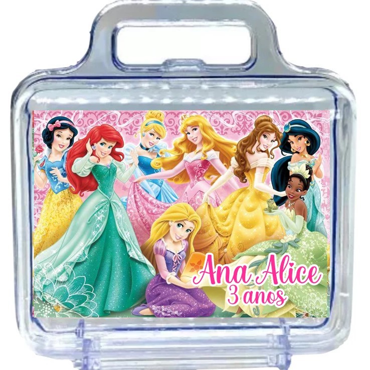 Rótulo Adesivo Maletinha, sacolinha, bolsinha princesas - lembrancinha aniversario - todos os temas