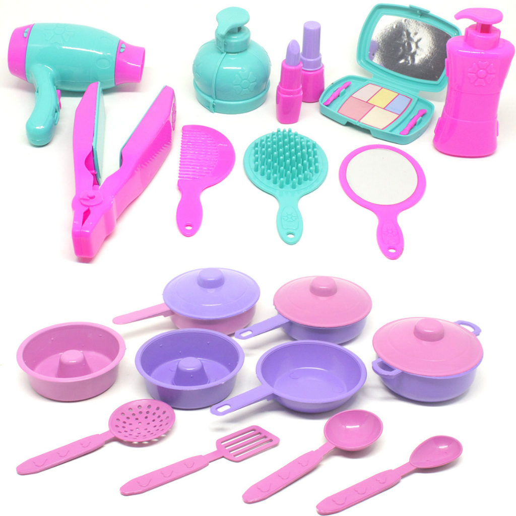 Kit Beleza infantil menina de brinquedo mais kit panelinha faz de conta