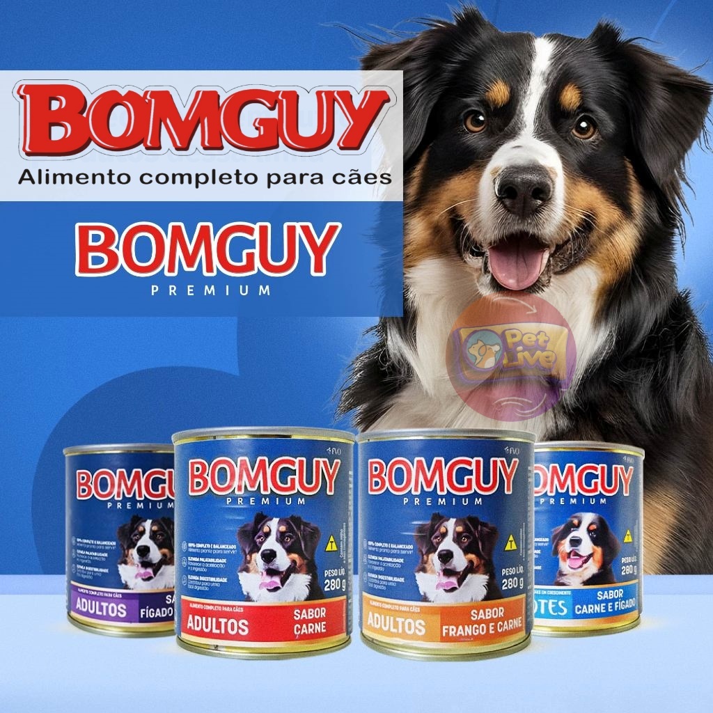 6 Latas De Patê Bomguy Premium Ração Úmida para Cães Adultos 280g - FVO ALIMENTOS