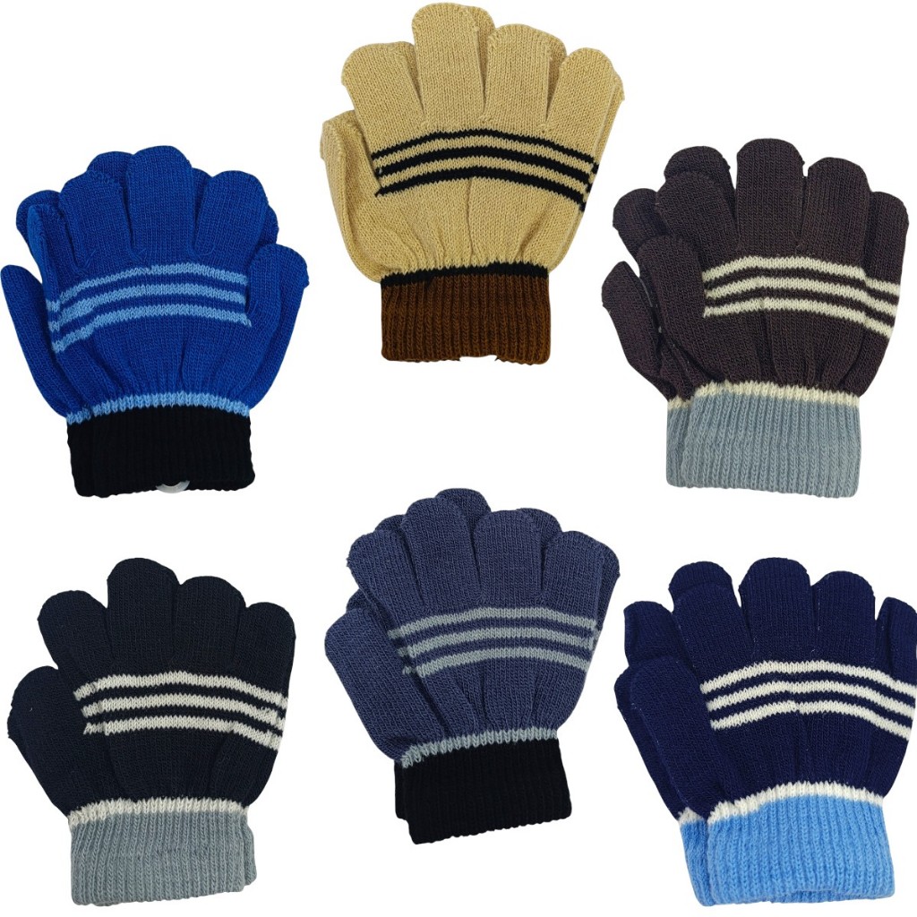Luvas de frio para crianças 13 cm listradas - quentinha e estilosa 13 cm - Unissex