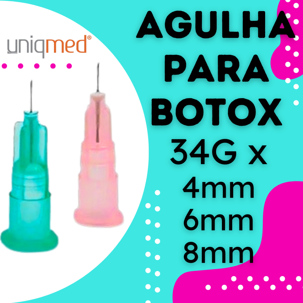 Agulhas de Lebel - Microagulhas Uniqmed 34GX4mm, 34GX6mm e 34GX8mm Mesoterapia, Botox e SkinBooster